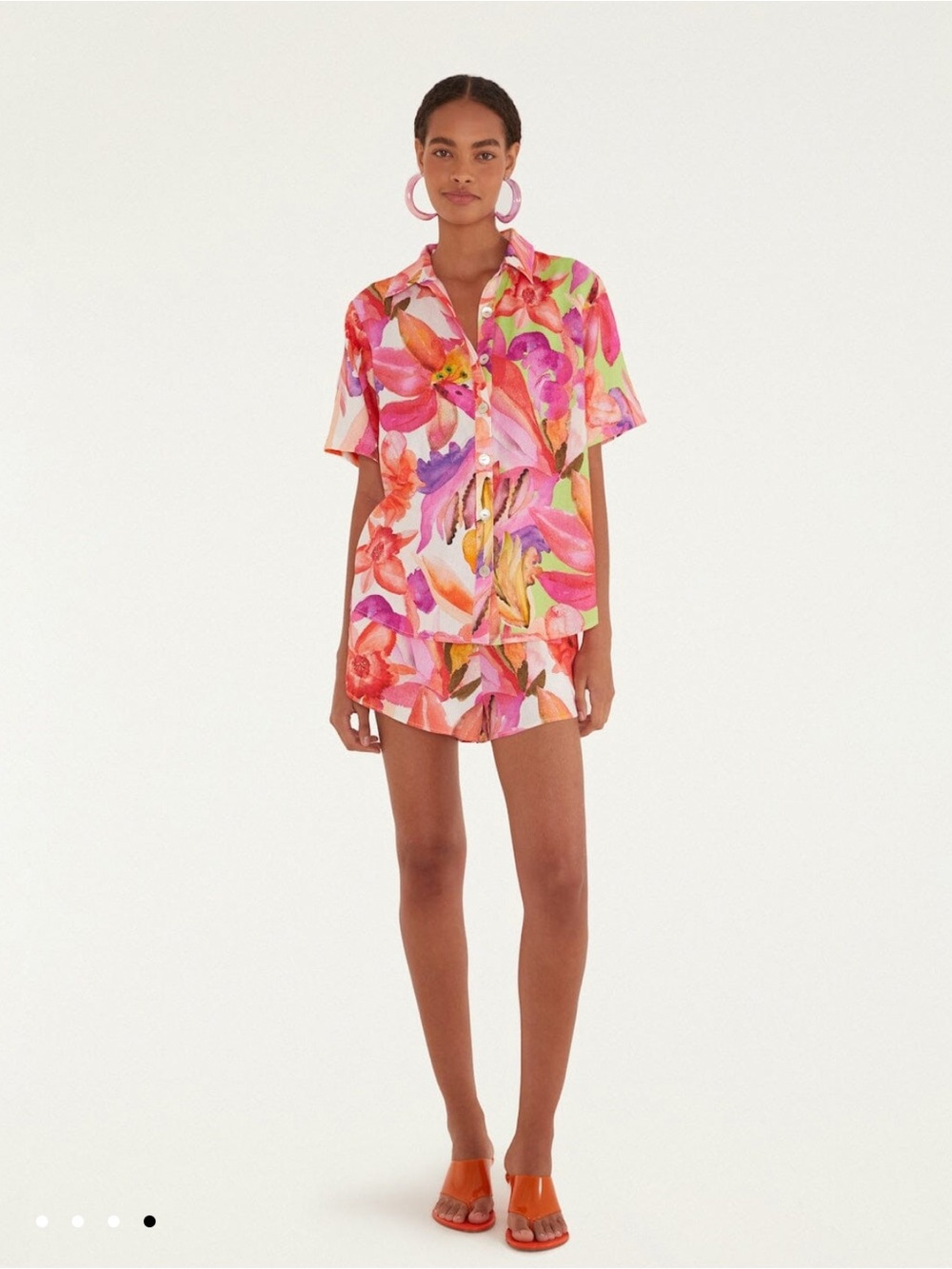 Farm Rio Linen darling new top&shorts set. Multicolor Artsy Flora Sz Lg